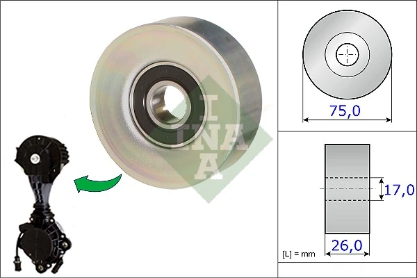 Deflection/Guide Pulley, V-ribbed belt